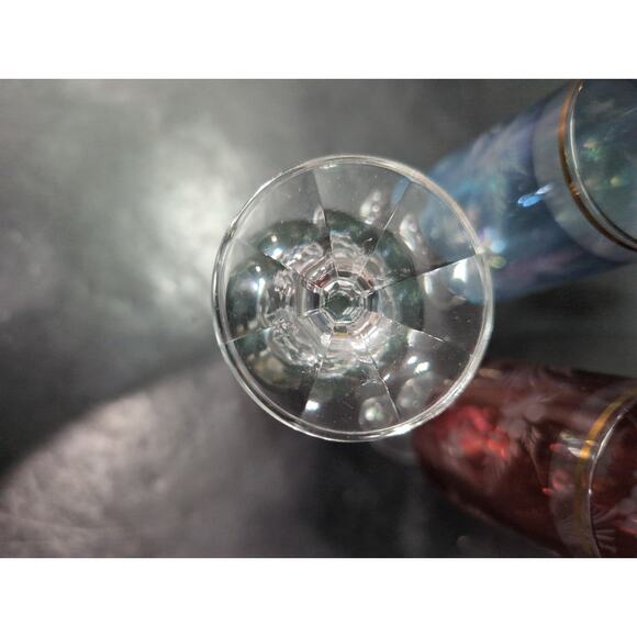 Bohemia Crystal Fluted Champagne Glass Goblet Set, Iridescent‎ Floral Pattern - Picture 7 of 9